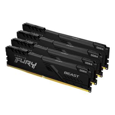 64GB (4 x 16GB) FURY Beast Dual-Rank, DDR4 3200MHz, CL16, Black, DIMM Memory