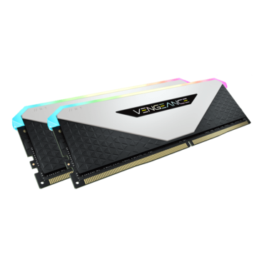16GB Kit (2 x 8GB) VENGEANCE® RGB RT DDR4 3200MHz, CL16, White/Black, RGB LED DIMM Memory