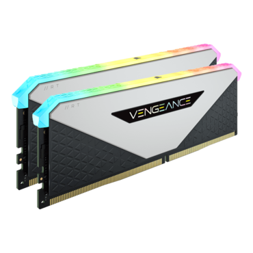 16GB Kit (2 x 8GB) VENGEANCE® RGB RT DDR4 3200MHz, CL16, White/Black, RGB LED DIMM Memory