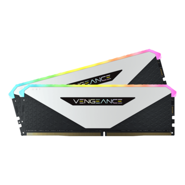 16GB Kit (2 x 8GB) VENGEANCE® RGB RT DDR4 3200MHz, CL16, White/Black, RGB LED DIMM Memory