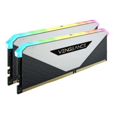 16GB Kit (2 x 8GB) VENGEANCE® RGB RT DDR4 3600MHz, CL18, White/Black, RGB LED DIMM Memory