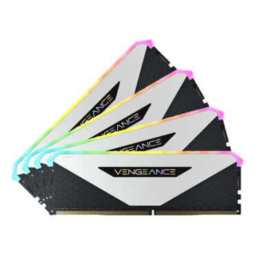 32GB Kit (4 x 8GB) VENGEANCE® RGB RT DDR4 3600MHz, CL18, White/Black, RGB LED DIMM Memory