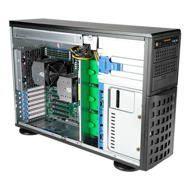 SuperWorkstation SYS-740A-T, 4U Rackmount/Tower, Intel® C621A, 8x 3.5&quot; SAS/SATA Hotswap, 2x M.2 NVMe, 16x DDR4, 2x 1GbE LAN, 1200W Rdt PSU