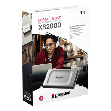1TB XS2000, 2000 / 2000 MB/s, USB-C 3.2 Gen 2x2, Silver, External SSD