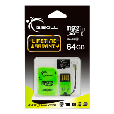 64GB, FF-TSDXC64GC-U1, UHS-1 / Class 10, microSDHC, Memory Card w/ USB Adapter