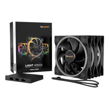 Light Wings 3 x 140mm, w/ ARGB Hub, ARGB LEDs, 1500 RPM, 56 CFM, 23.3 dBA, Cooling Fans