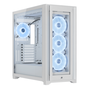 iCUE 5000X RGB QL Tempered Glass, No PSU, ATX, White, Mid Tower Case