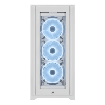 iCUE 5000X RGB QL Tempered Glass, No PSU, ATX, White, Mid Tower Case
