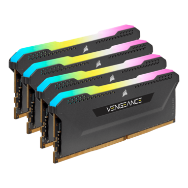 128GB (4 x 32GB) VENGEANCE® RGB Pro DDR4 3200MHz, CL16, Black, RGB LED, DIMM Memory