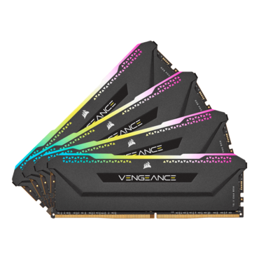 128GB (4 x 32GB) VENGEANCE® RGB Pro DDR4 3200MHz, CL16, Black, RGB LED, DIMM Memory