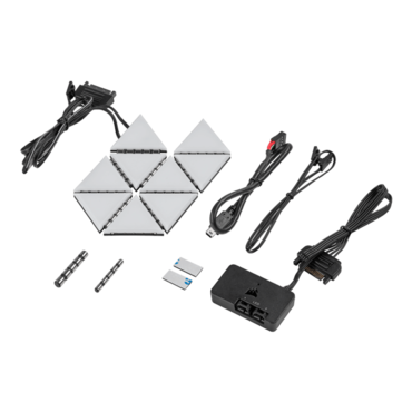 iCUE LC100 Case Accent Lighting Panels — Mini Triangle — 9x Tile Starter Kit