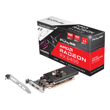 Radeon™ RX 6400 PULSE, 1923 - 2321MHz, 4GB GDDR6, Low Profile Graphics Card