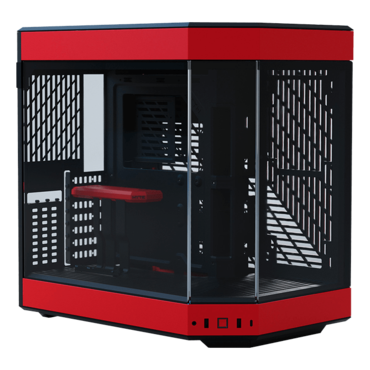 Y60, Tempered Glass, No PSU, E-ATX, Black Cherry, Mid Tower Case