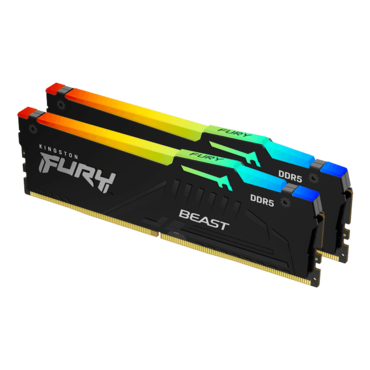 64GB (2 x 32GB) FURY Beast DDR5 5200MHz, CL40, Black, RGB LED, DIMM Memory