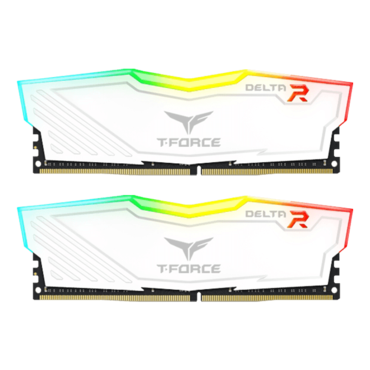 16GB (2 x 8GB) T-FORCE DELTA RGB DDR4 3600MHz, CL18, White, RGB LED, DIMM Memory