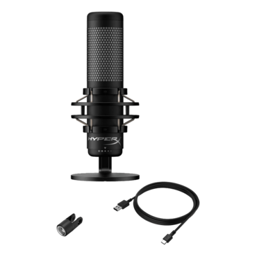 HyperX QuadCast S, Anti-Vibration, 3 x 14 mm Electret Condenser, RGB LED, Black, Gaming Microphone