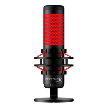 HyperX QuadCast, Anti-Vibration, 3 x 14 mm Electret Condenser, Red LED, Black/Red, Gaming Microphone