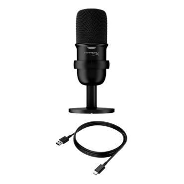 HyperX SoloCast, 14 mm Electret Condenser, Red LED, Black, Gaming Microphone