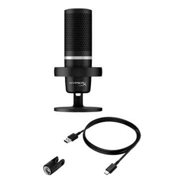 HyperX DuoCast, Anti-Vibration, 2 x Electret Condenser, RGB LED, Black, Gaming Microphone