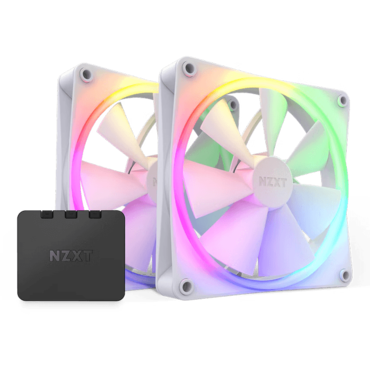 F140 RGB 2 x 140mm, White, w/ Controller, RGB LEDs, 1800 RPM, 89.48 CFM, 32.5 dBA, Cooling Fans