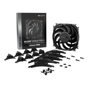 Silent Wings Pro 4 120mm PWM, 3000 RPM, 83.9 CFM, 36.9 dBA, Cooling Fan