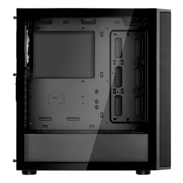 FARA R1 V2, Tempered Glass, No PSU, ATX, Black, Mid Tower Case