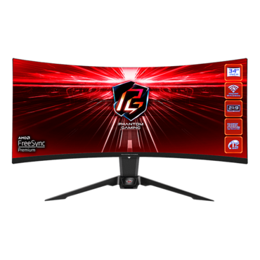 Phantom Gaming PG34WQ15R2B, Curved, 34&quot; VA, 3440 x 1440 (UWQHD), 1 ms, 165Hz, FreeSync™ Premium Gaming Monitor