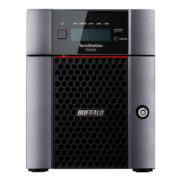 TeraStation™ 5420DN TS5420DN3204 (8TBx4 HDDs included), 4-bay NAS Server, Alpine AL524, 4-core 2.04GHz processor, 8GB DDR4 RAM, SATA 6Gb/s, 10GbLAN, 1GbLAN/ 2, USB 3.2 / 2, 100W PSU