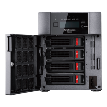 TeraStation™ 5420DN TS5420DN2402 (12TBx2 HDDs included), 4-bay NAS Server, Alpine AL524, 4-core 2.04GHz processor, 8GB DDR4 RAM, SATA 6Gb/s, 10GbLAN, 1GbLAN/ 2, USB 3.2 / 2, 100W PSU