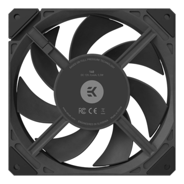 EK-Loop Fan FPT 140 - Black 1 x 140mm, No LED, 2200RPM, 118.01CFM, 44.56dBA, Case Fan
