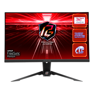 Phantom Gaming PG32QF2B, DisplayHDR™ 400, 31.5&quot; VA, 2560 x 1440 (QHD), 1 ms, 165Hz, FreeSync™ Premium Gaming Monitor