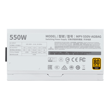 V550 GOLD-V2 WHITE EDITION, 80 PLUS Gold 550W, Fully Modular, ATX Power Supply