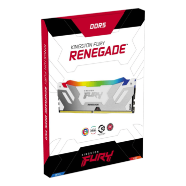 32GB (2 x 16GB) FURY™ Renegade DDR5 6400MT/s, CL32, White/Silver, RGB LED, DIMM Memory