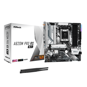 A620M Pro RS WiFi, AMD A620 Chipset, AM5, microATX Motherboard