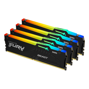 64GB (4 x 16GB) FURY Beast DDR5 5600MT/s, CL40, Black, RGB LED, DIMM Memory