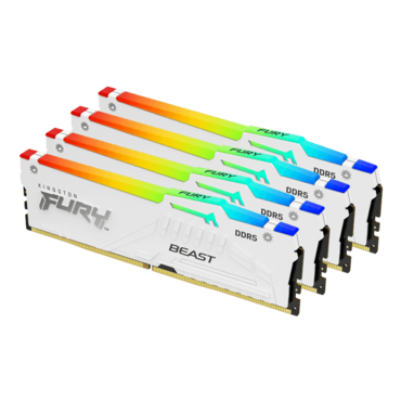 64GB (4 x 16GB) FURY Beast DDR5 6000MT/s, CL40, White, RGB LED, DIMM Memory