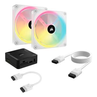 iCUE LINK QX140 RGB 2 x 140mm, White, w/ Controller, RGB LEDs, 2000 RPM, 82.5 CFM, 37 dBA, Cooling Fans