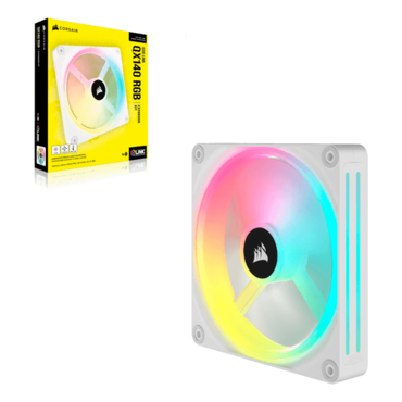 iCUE LINK QX140 RGB 140mm, White, RGB LEDs, 2000 RPM, 82.5 CFM, 37 dBA, Cooling Fan