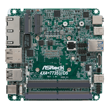 4X4-7735U/D5, AMD SoC, AMD Ryzen™ 7 7735U, DDR5-4800 64GB ECC SO-DIMM / 2, DisplayPort, USB 3.2 Gen2 (Type-C) / 2, 2.5GbLAN, 1GbLAN, 4X4 Retail