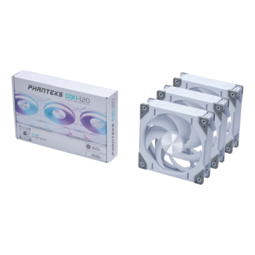 D30-120 3 x 120mm, White, D-RGB LEDs, 2000 RPM, 64.3 CFM, 30.2 dBA, Cooling Fan