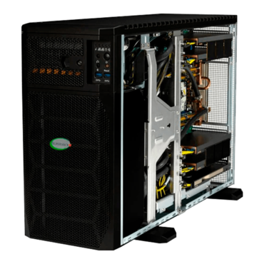 SuperServer SYS-751GE-TNRT-NV1, Tower / 5U, 2x Intel® Xeon® Gold 6444Y Processors, 4x NVIDIA Liquid-cooled A100 with NVIDIA NVLink™, 6x NVMe 1.92TB, 16x 32GB 4800MHz ECC DDR5 RDIMM, NVIDIA Connect-X6 Dx 25G, 2200W Rdt PSU, Ubuntu 22.04 LTS