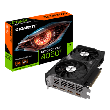 GeForce RTX™ 4060 Ti WINDFORCE OC 8G, 2535 - 2550MHz, 8GB GDDR6, Graphics Card