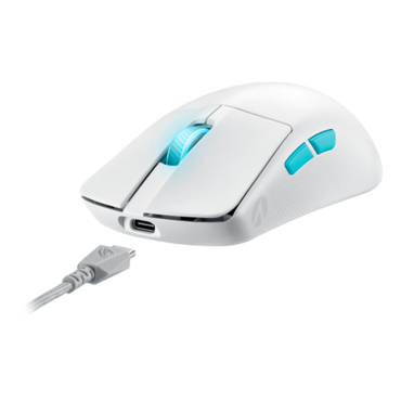 ROG Harpe Ace Aim Lab Edition, RGB, 36000-dpi, Wired/Bluetooth/Wireless, White, Optical Gaming Mouse