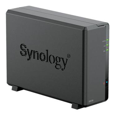 DiskStation® DS124 1-Bay NAS Server, Realtek RTD1619B Processor Quad-core 1.7 GHz, 1GB DDR4 RAM (not expandable), SATA 6Gb/s, 1GbLAN, USB 3.2 Gen 1 / 2, 36W PSU