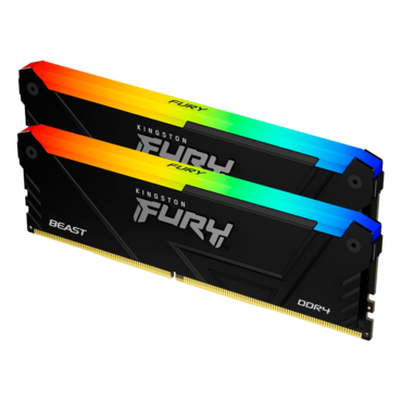 32GB (2 x 16GB) FURY Beast DDR4 3600MT/s, CL18, Black, RGB LED, DIMM Memory
