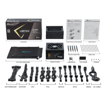 Vertex PX-850, 80 PLUS Platinum 850W, Fully Modular, ATX Power Supply