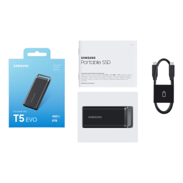 8TB T5 EVO, 460 / 460 MB/s, USB 3.2 Gen 1, Black, External SSD