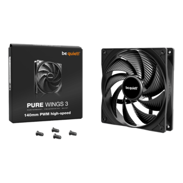Pure Wings 3 140mm PWM high-speed, 1800 RPM, 72.2 CFM, 30.5 dBA, Cooling Fan