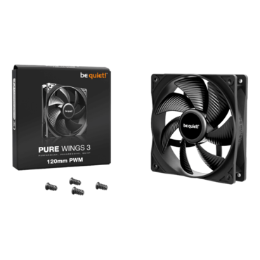Pure Wings 3 120mm PWM, 1600 RPM, 49.9 CFM, 25.5 dBA, Cooling Fan