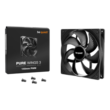 Pure Wings 3 140mm PWM, 1200 RPM, 57.4 CFM, 21.9 dBA, Cooling Fan
